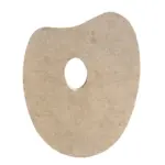 Paleta ergonómica de tono madera clara para mezclar óleo y acrílico, con forma irregular y orificio central para sujeción.