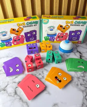 Set x2 Juego de Mesa Face Change Expression de cubos de colores - Estimula la rapidez mental y la memoria visual en familia