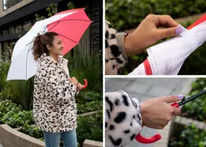 Set x2 Paraguas automático 23 pulgadas con mango curvo y tela Pongee impermeable - Protege eficazmente contra la lluvia durante tus trayectos urbanos diarios