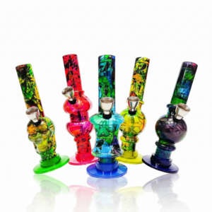 Set x3 Pipa Bong Acrílica Estampada 16cm Resistente - Filtra el humo para una experiencia más fresca y suave