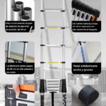 Escalera Telescópica de Aluminio 2.9 Metros Plegable y Portátil - Alcanza techos altos con total seguridad y estabilidad