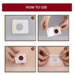 Guía de uso de parches magnéticos Slim: cuatro pasos para retirar el protector y aplicar el parche con imán sobre la piel del abdomen.