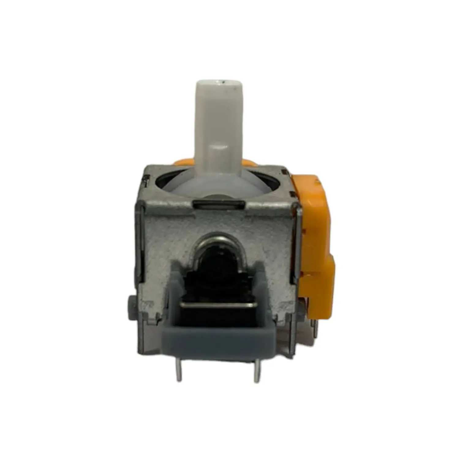 Joystick analógico magnético anti-drift para Nintendo Switch Pro de repuesto con cuerpo metálico gris y potenciómetro naranja lateral.