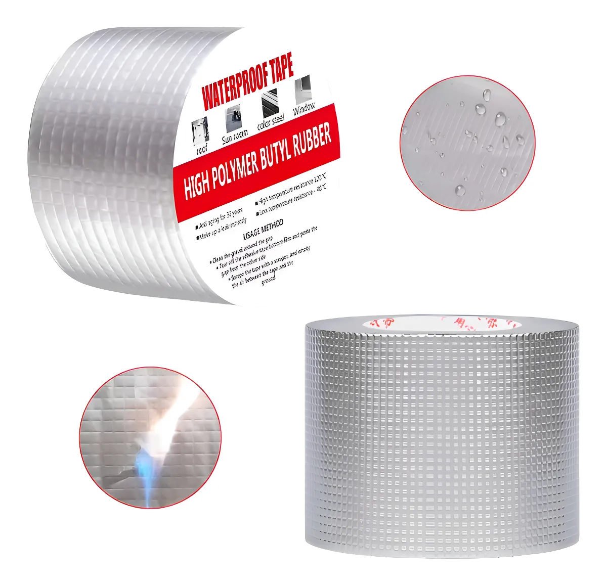 Cinta de butilo impermeable y aluminio de 5 metros para techos - Sella goteras y fisuras de forma duradera sin herramientas complejas - Imagen 3