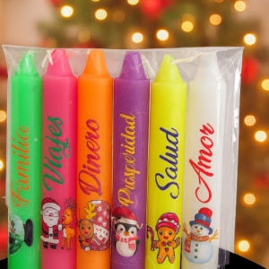 Vela Navideña con stickers de deseos y rituales - Atraes prosperidad y decoras tu hogar en la cena festiva