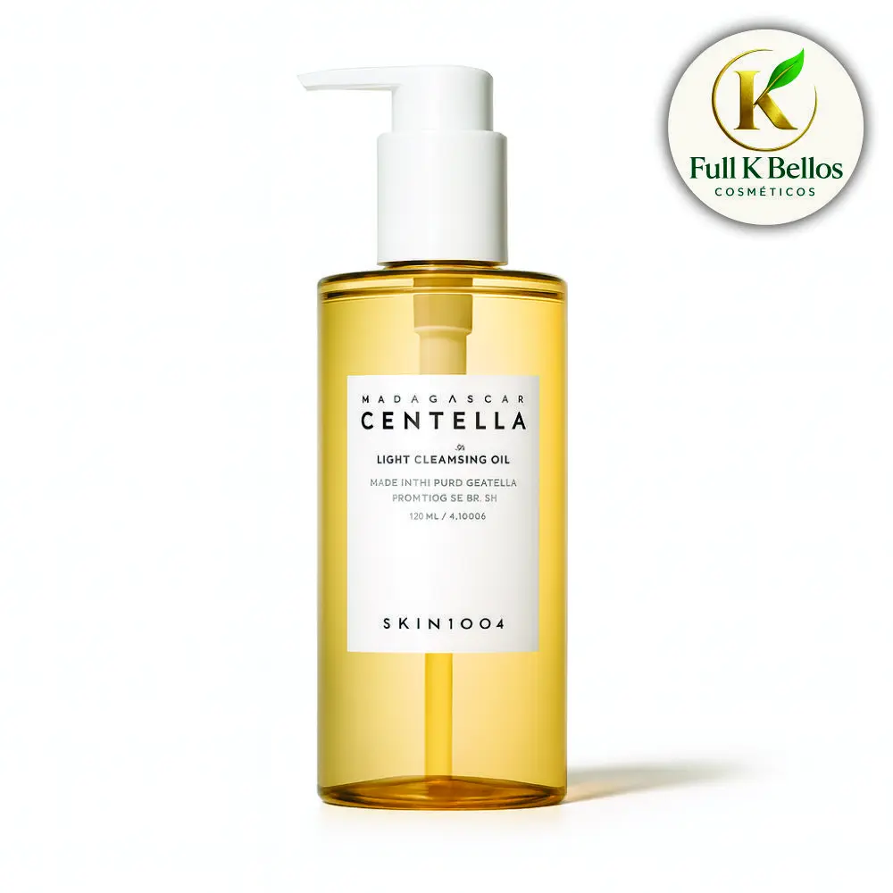 Aceite limpiador facial de Centella Asiática en envase transparente de 120 ml con dispensador blanco y etiqueta minimalista.