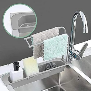 Set x2 Organizador telescópico ajustable para lavaplatos y esponjas - Maximiza el espacio de tu cocina y seca tus utensilios rápidamente