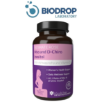 Frasco de suplemento Intimate Rose con 120 cápsulas vegetarianas, contiene inositol en proporción 40:1, ashwagandha y vitamina D para salud femenina.