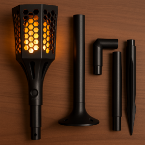 Antorcha solar LED para jardín con efecto llama y diseño de panal - Ilumina tus espacios exteriores sin cables ni consumo eléctrico