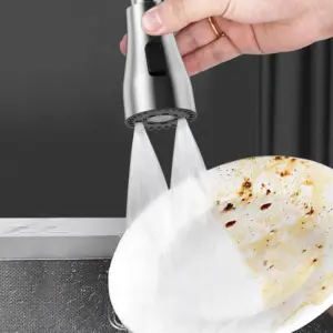 Grifo lavaplatos flexible retráctil con rotación de 360 grados - controla el flujo del agua y evita salpicaduras