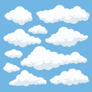 Set x2 Ilustraciones vectoriales de nubes estilizadas - Decora proyectos creativos con recursos digitales profesionales
