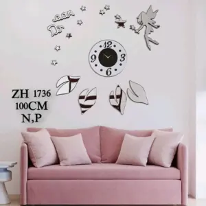 Reloj de pared 3D adhesivo con diseño de hada y estrellas - Decora espacios infantiles aportando profundidad visual y modernidad