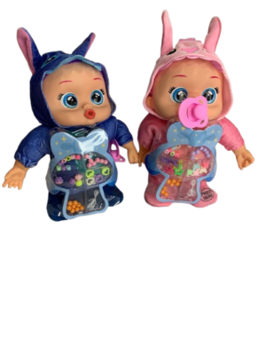 Muñeco bebé llorón articulado azul con disfraz de animal y accesorios - Estimula la imaginación y fomenta la empatía infantil