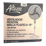 Caja de ventilador de pedestal Altezza de 18 pulgadas, color negro, con malla plástica, 3 velocidades y movimiento oscilante.