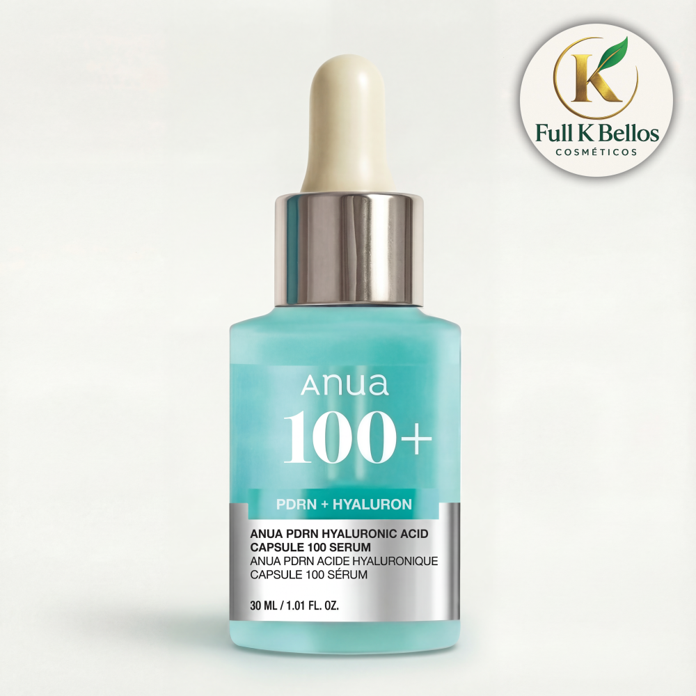 Serum facial Anua PDRN con ácido hialurónico, envase de vidrio verde claro de 30 ml con gotero, para hidratar y mejorar la elasticidad de la piel.