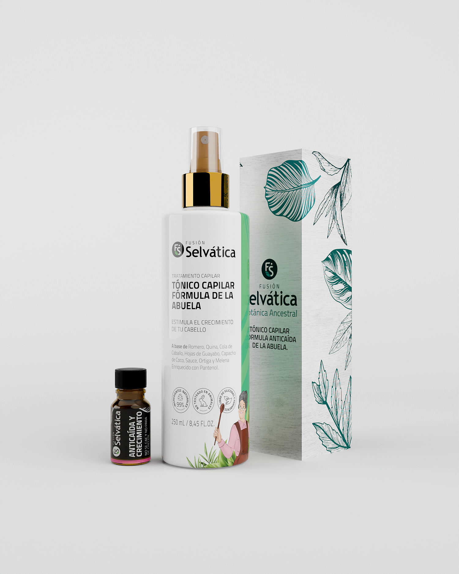 Dúo anticaída capilar con tónico y ampolleta Fusión Selvática - estimula el crecimiento y frena la pérdida de cabello