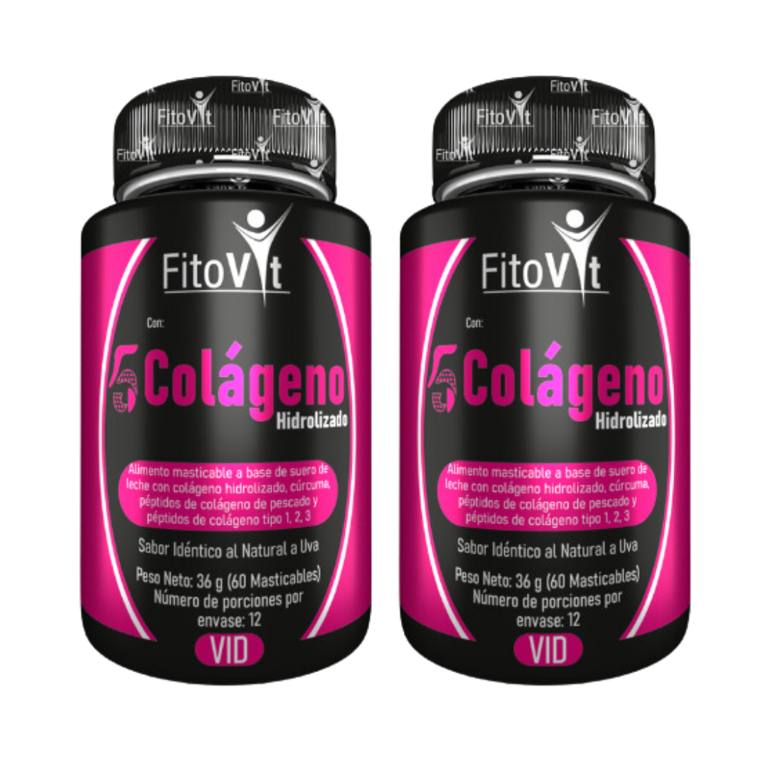 Colágeno Hidrolizado Tipos 1 2 y 3 en 5 Frascos de 60 Cápsulas - Fortalece tus articulaciones y revitaliza la piel