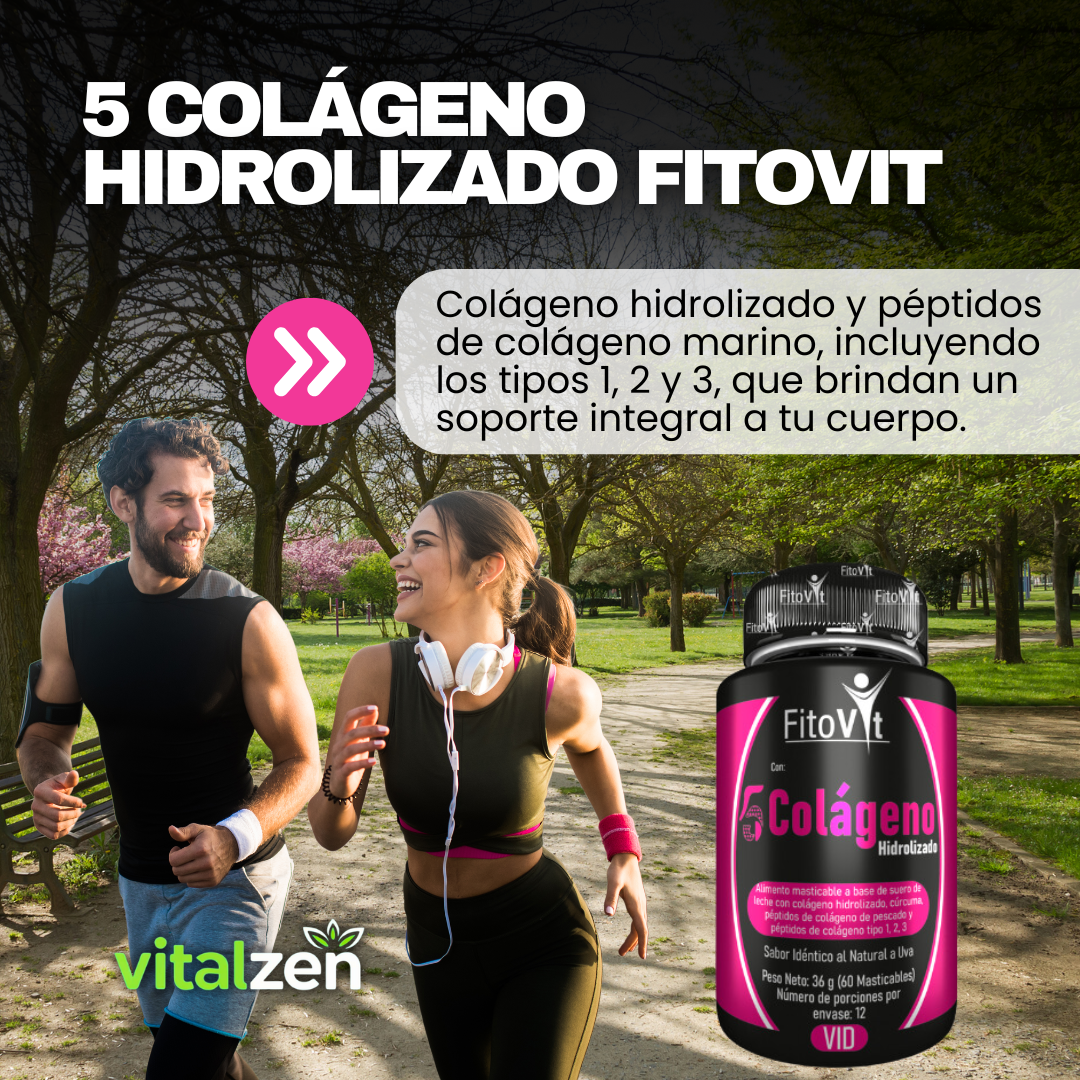 Colágeno Hidrolizado Tipos 1 2 y 3 en 5 Frascos de 60 Cápsulas - Fortalece tus articulaciones y revitaliza la piel