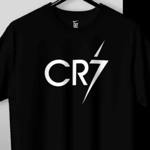 Camiseta deportiva CR7 diseño 3 negra en algodón licrado - Disfrutas de máxima comodidad y libertad de movimiento