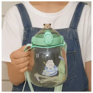 Set x2 Botilito infantil con pajilla y correa ajustable - facilita tu hidratación diaria con estilo y comodidad