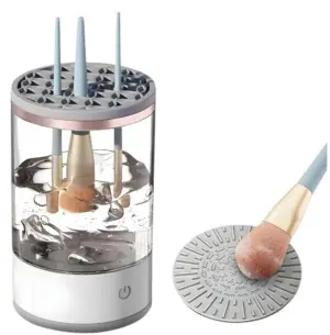 Set x2 Limpiador de brochas de maquillaje eléctrico automático - Elimina restos de cosméticos en segundos