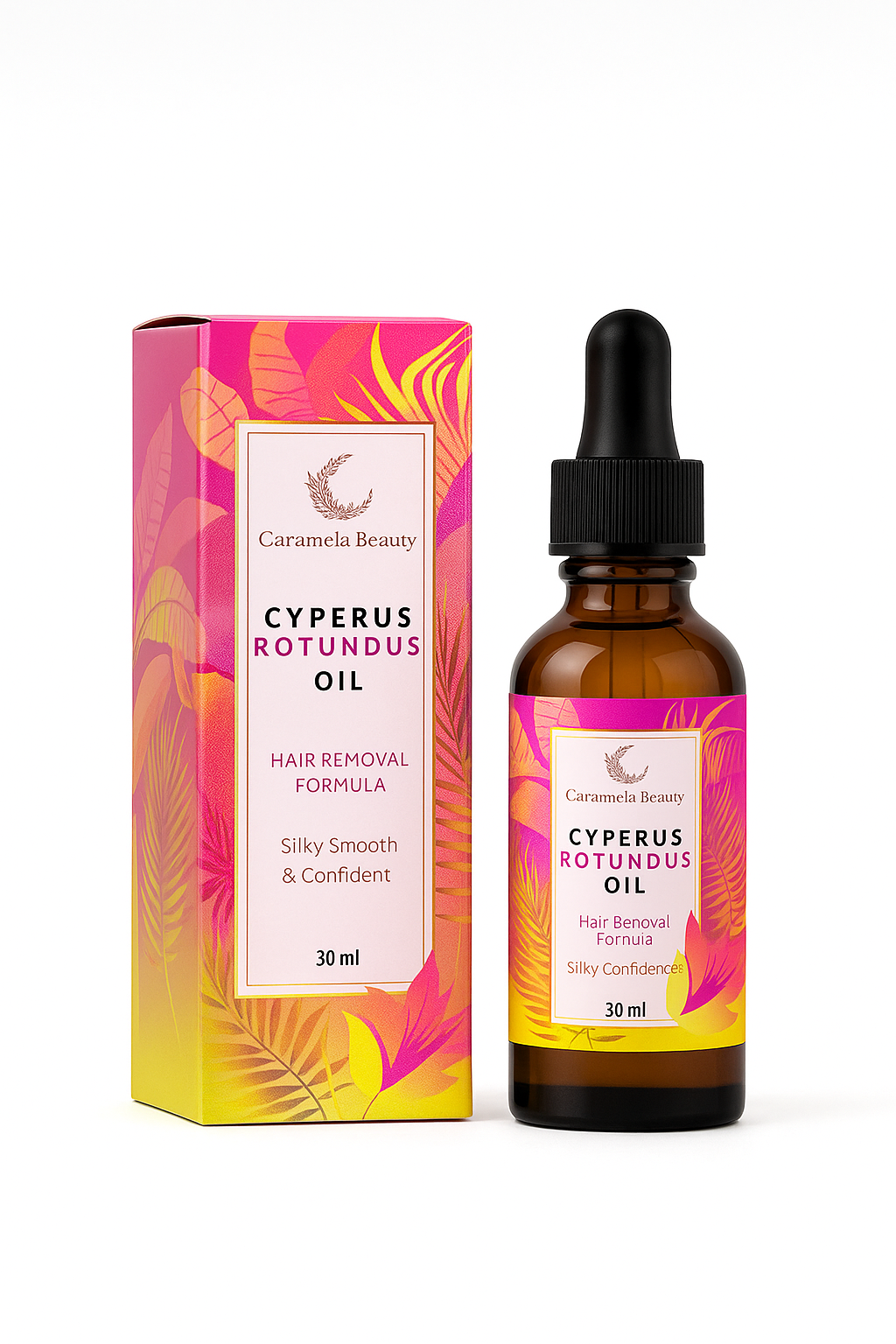 Set x2 Aceite corporal de Cyperus Rotundus Caramela Beauty 30 ml - Reduce el vello corporal mientras hidrata tu piel