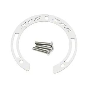 Anillo decorativo plateado de acero inoxidable para tanque Yamaha XTZ con tres tornillos de cabeza redonda incluidos.
