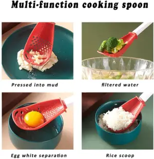 Set x4 Cuchara multifuncional escurridora 6 en 1 para cocina - optimiza tu tiempo y ahorra espacio preparando alimentos