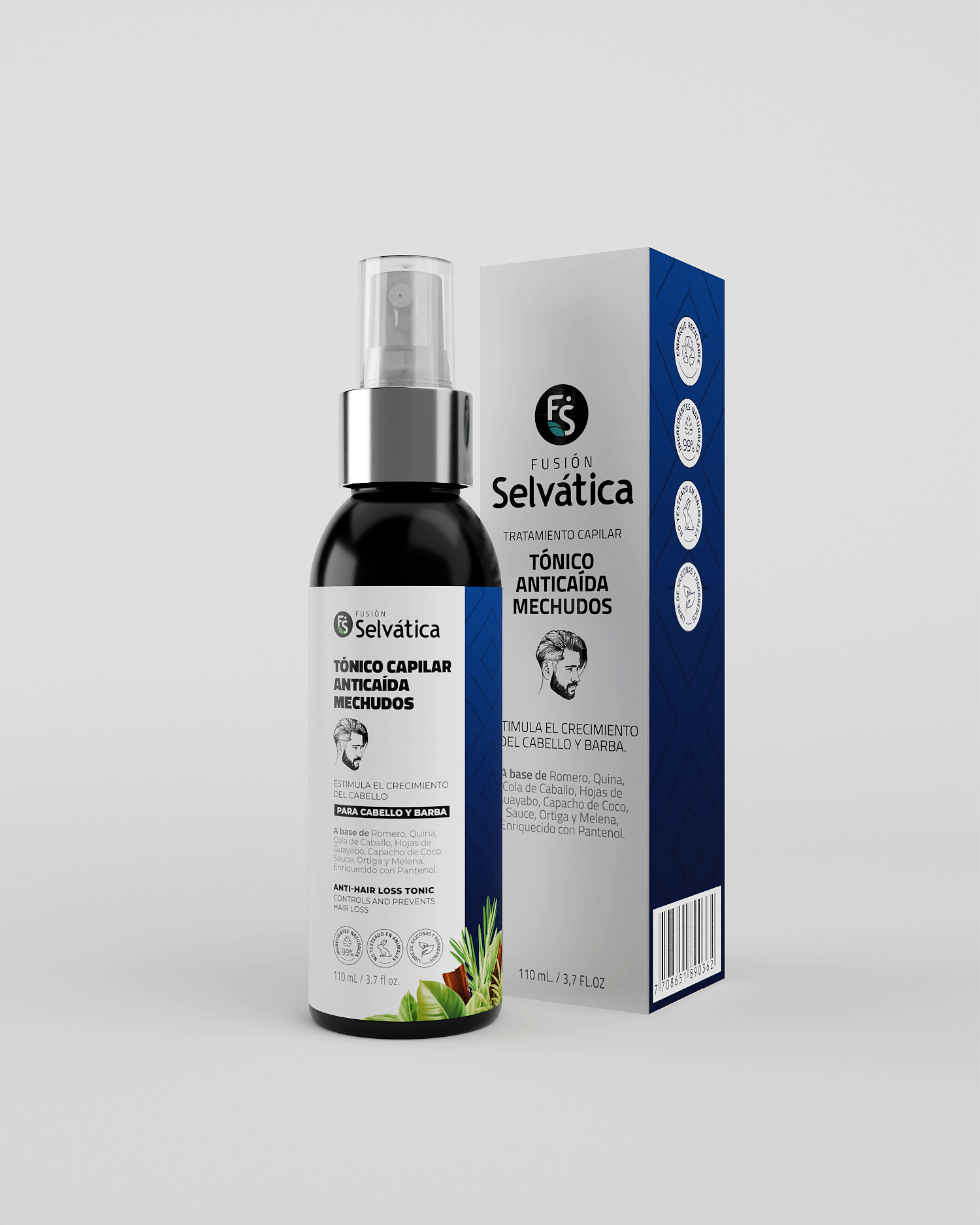 Set x2 Tónico capilar y para barba Fusión Selvática sin minoxidil - Controla la caída y estimula el crecimiento natural