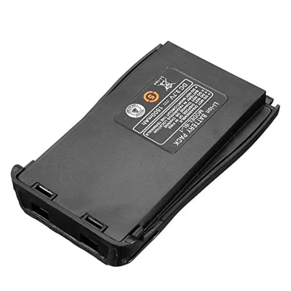 Batería de repuesto de litio color negro para radio, modelo BL-1, con especificación de 3.7V y 1500mAh, vista en ángulo.