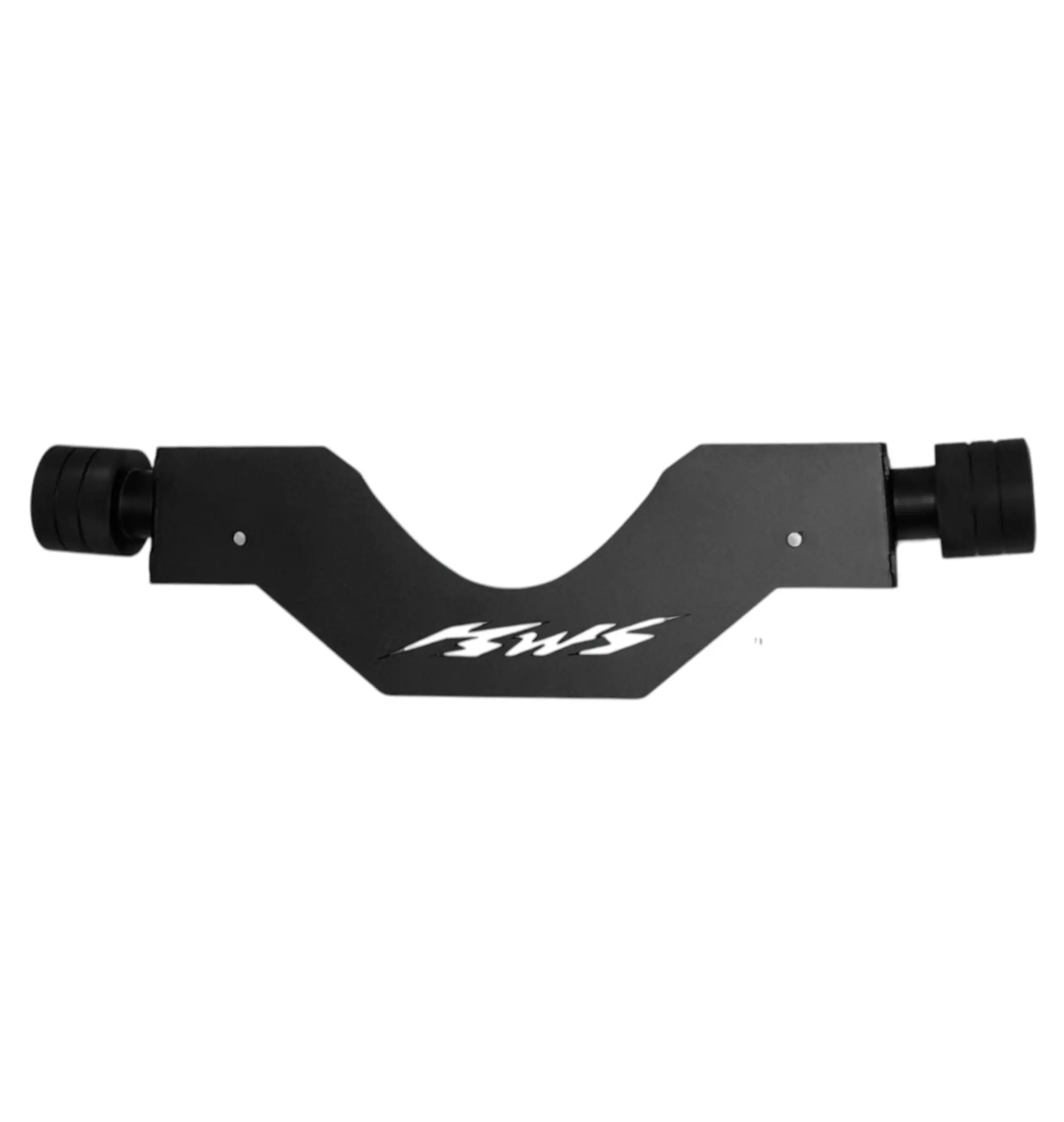 Slider para moto BWS Fi en acero inoxidable color negro, con diseño en U y topes protectores laterales estriados.