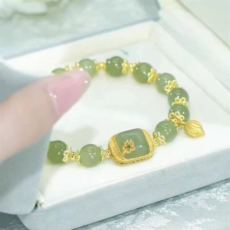 Preciosa Pulsera de Jade Hecha A Mano