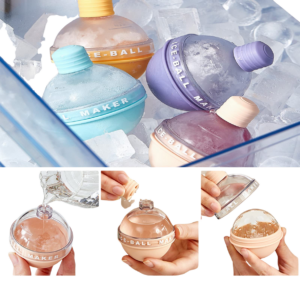 Set x4 Hielera redonda y molde para esferas de hielo - Conserva tus bebidas frías por más tiempo