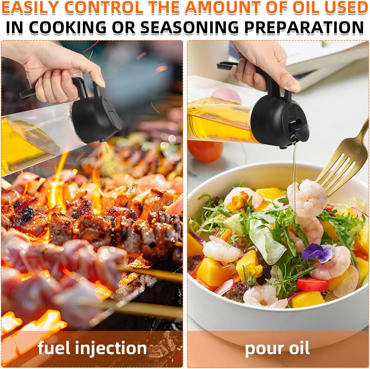 Aceitero de Riego y Spray Dispensador Dual para Cocina - Controla las calorías mientras cocinas tus alimentos favoritos