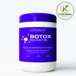 Mascarilla capilar Kormesic Botox Keratin en envase azul y blanco para reparar cabello dañado, seco y con frizz.