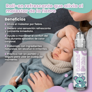 Roll-on refrescante de aromaterapia para niños Calmiroll Alivia La Fiebre x 2 - Brinda alivio y frescura natural durante los episodios de malestar
