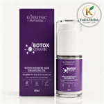 Aceite capilar Kormesic Botox con Keratina de 60 ml, en envase dosificador morado junto a su caja, formulado para fortalecer la raíz y reducir la caída.