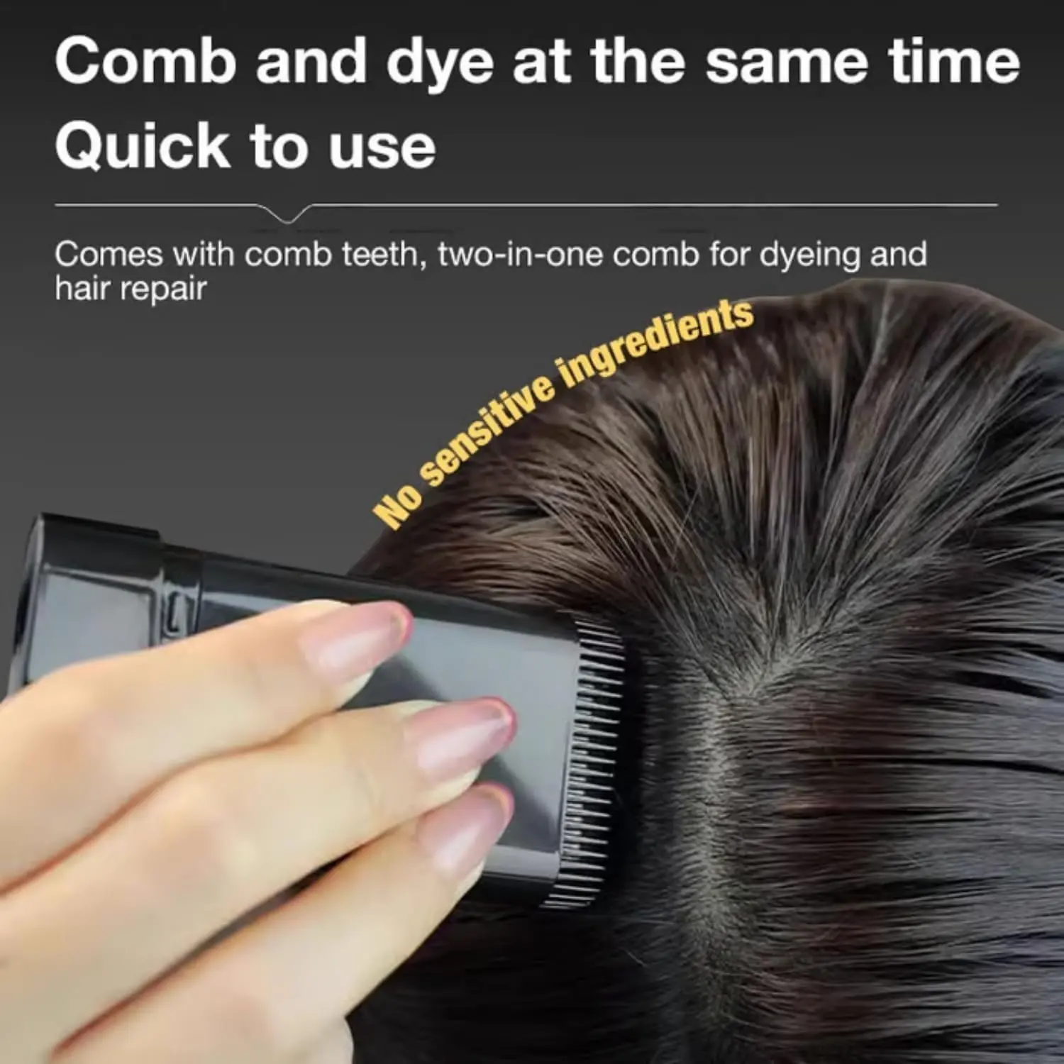 Tinte temporal para canas con aplicador tipo peine - Cubre las raíces grises al instante con acabado natural - Imagen 4