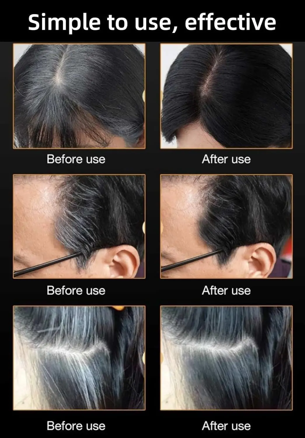Tinte temporal para canas con aplicador tipo peine - Cubre las raíces grises al instante con acabado natural
