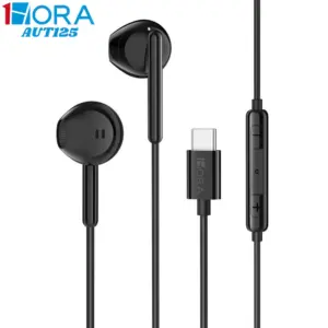 Set x2 Audífonos Alámbricos USB Tipo C Negros con Micrófono y Control - Disfruta llamadas claras sin retrasos ni baterías