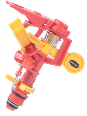 Set x2 Aspersor de riego por pulsaciones Herragro 1/2 pulgada - distribuye el agua uniformemente en jardines y cultivos medianos