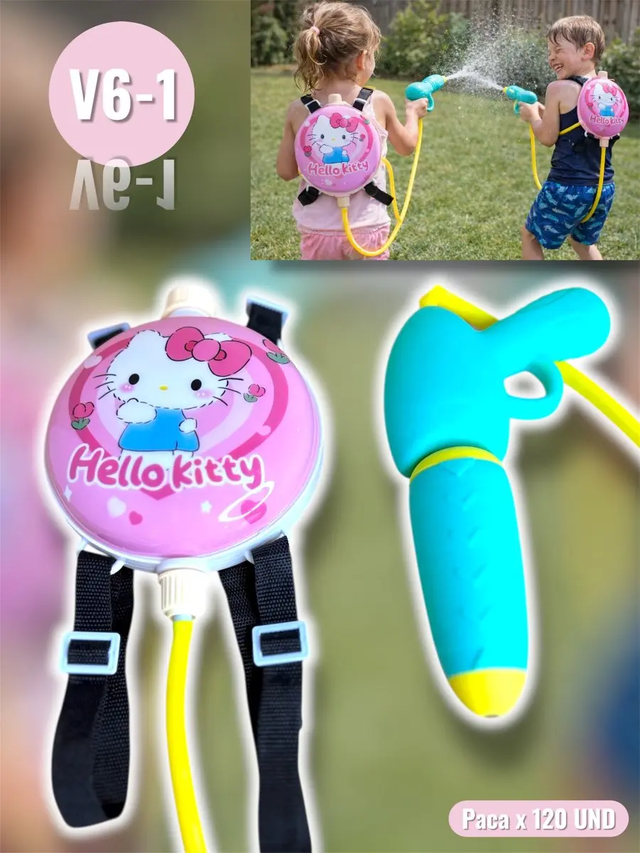 Mochila con pistola de agua Hello Kitty para niños - Diviértete jugando al aire libre y refréscate en verano - Imagen 5