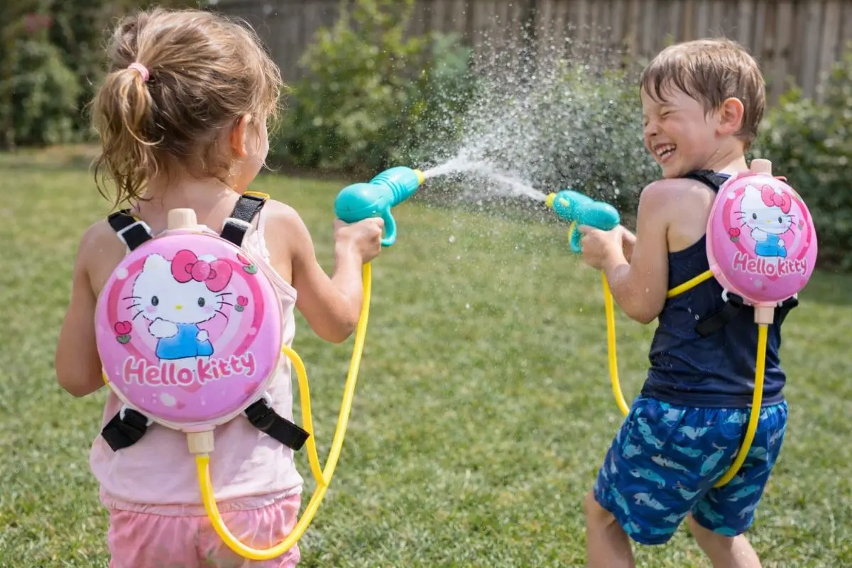 Mochila con pistola de agua Hello Kitty para niños - Diviértete jugando al aire libre y refréscate en verano - Imagen 3
