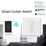 Interruptor inteligente wifi táctil de tres botones blanco con conectividad móvil y de voz