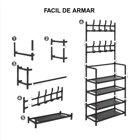 Torre organizadora de zapatos minimalista con ganchos - Optimiza el espacio y mantiene tu hogar ordenado - Imagen 5
