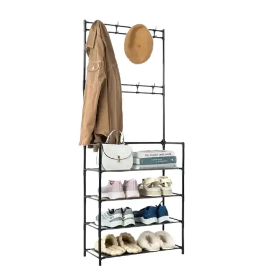 Torre organizadora de zapatos minimalista con ganchos - Optimiza el espacio y mantiene tu hogar ordenado - Imagen 4