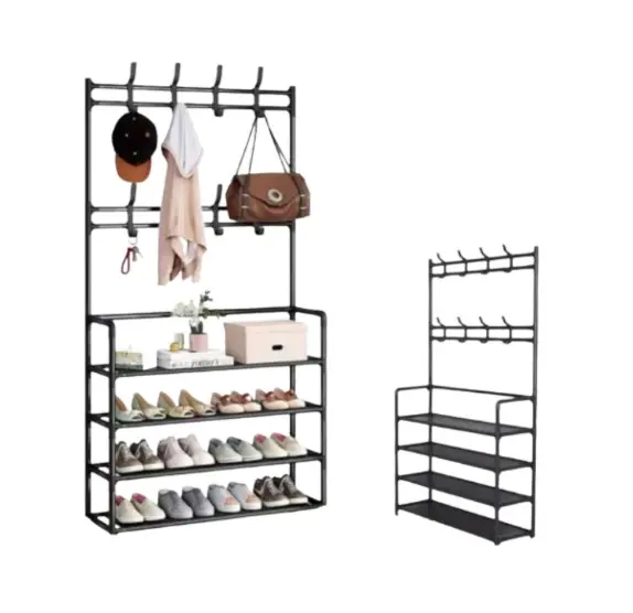 Torre organizadora de zapatos minimalista con ganchos - Optimiza el espacio y mantiene tu hogar ordenado - Imagen 3