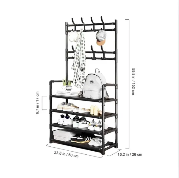 Torre organizadora de zapatos minimalista con ganchos - Optimiza el espacio y mantiene tu hogar ordenado - Imagen 8