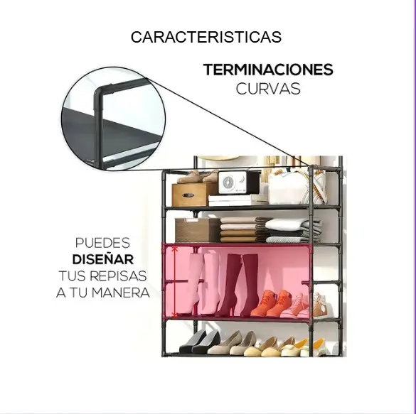 Torre organizadora de zapatos minimalista con ganchos - Optimiza el espacio y mantiene tu hogar ordenado - Imagen 7