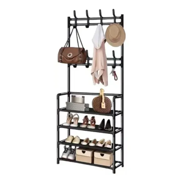 Torre organizadora de zapatos minimalista con ganchos - Optimiza el espacio y mantiene tu hogar ordenado - Imagen 2